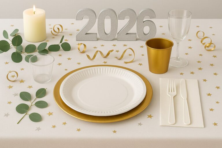 Mesa posta de Ano Novo com descartáveis: como montar uma celebração prática e elegante mesa posta de ano novo 1